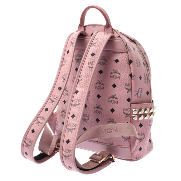 MCM Backpack Side Studs Pink Leather Daypack - Picture 2 of 12